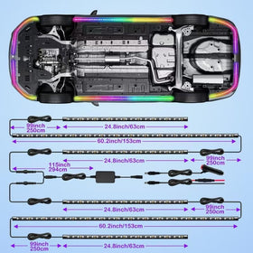 Yielinth LED strip beside a ruler showing lengths for accurate fitment
