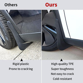 Yieokei installed on front left wheel deflecting gravel and water