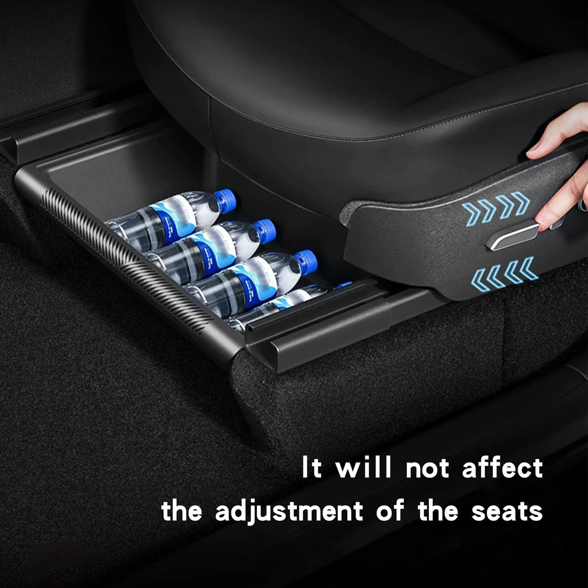Yieokei angle under seat showing label and precise fit for tidy concealment