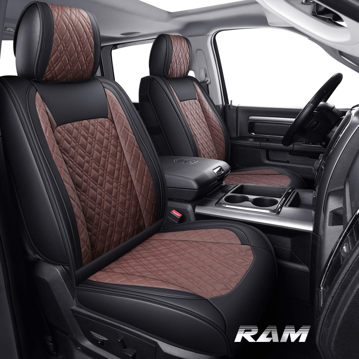 YIERTAI front seat full set in brown showing neat fit and protection