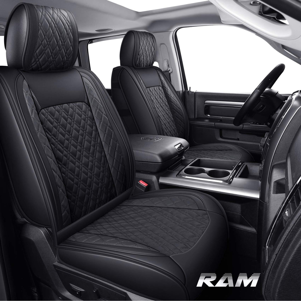 YIERTAI front seat full set fitted on Dodge Ram showing clean protection