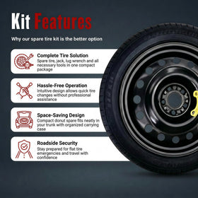 YIFSPARE side profile of 155/90R18 spare on 18x4 rim showing compact fit