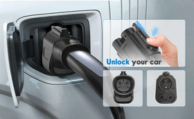 YIGPAIPO adapter inserted into vehicle CCS port, showing secure latch engagement for safety