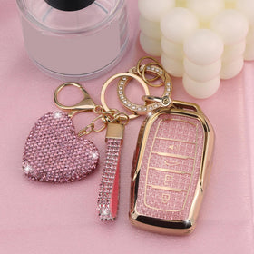 YIKECASE heart diamond-style keychain detail adding stylish charm