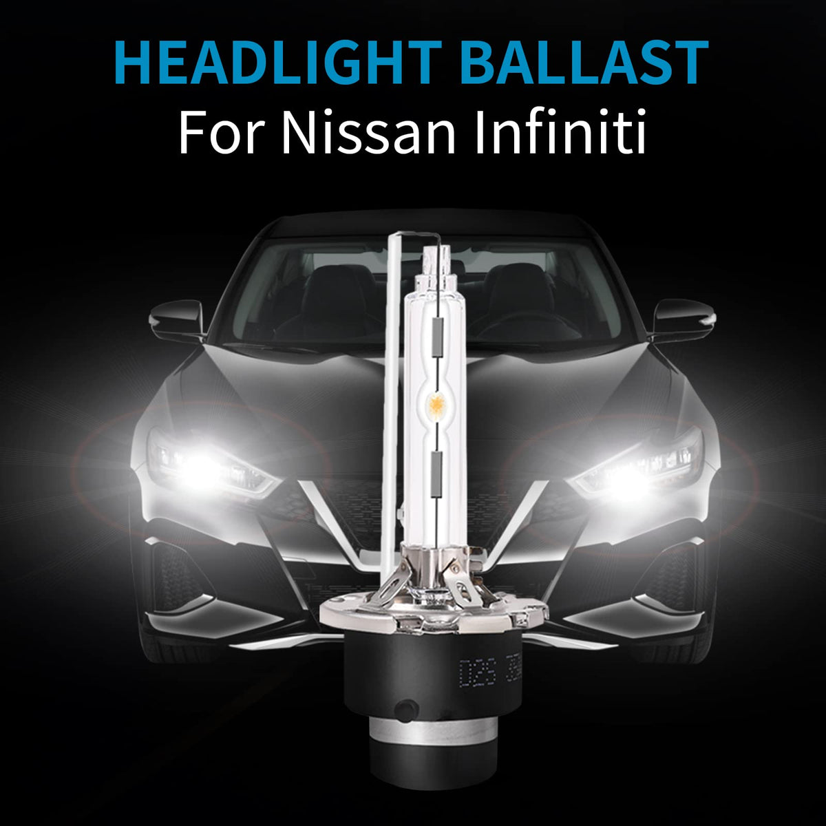 Yikesai D2S bulb closeup emphasizing clear glass and solid base for consistent light
