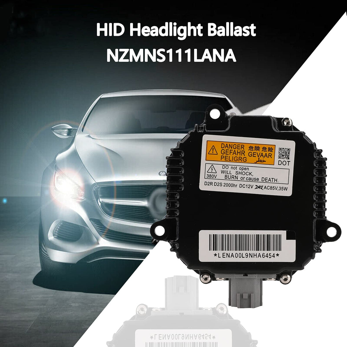 Yikesai-equipped car nighttime beam demonstrating improved light output and road clarity