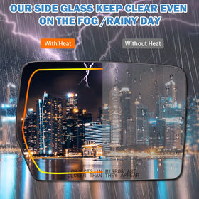 Yikesai mirror next to hand for scale illustrating compact, direct-fit replacement