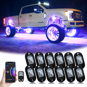 YiLaie front view of 12 LED pods showing complete kit and bright coverage