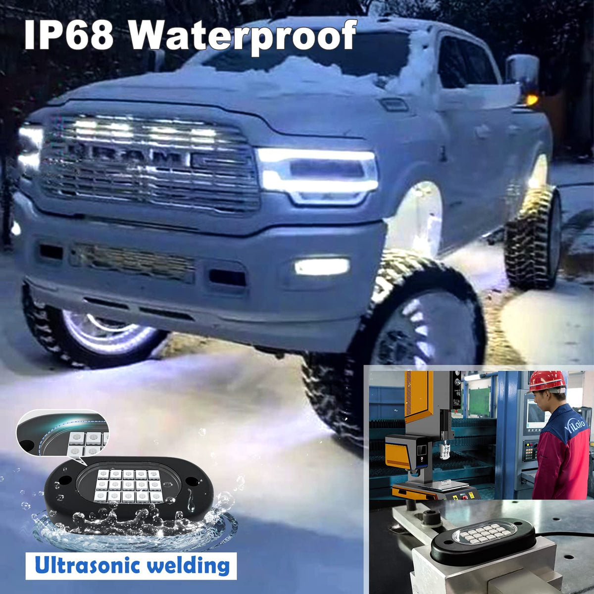 YiLaie underglow mounted on SUV showing wide 150° beam coverage benefit
