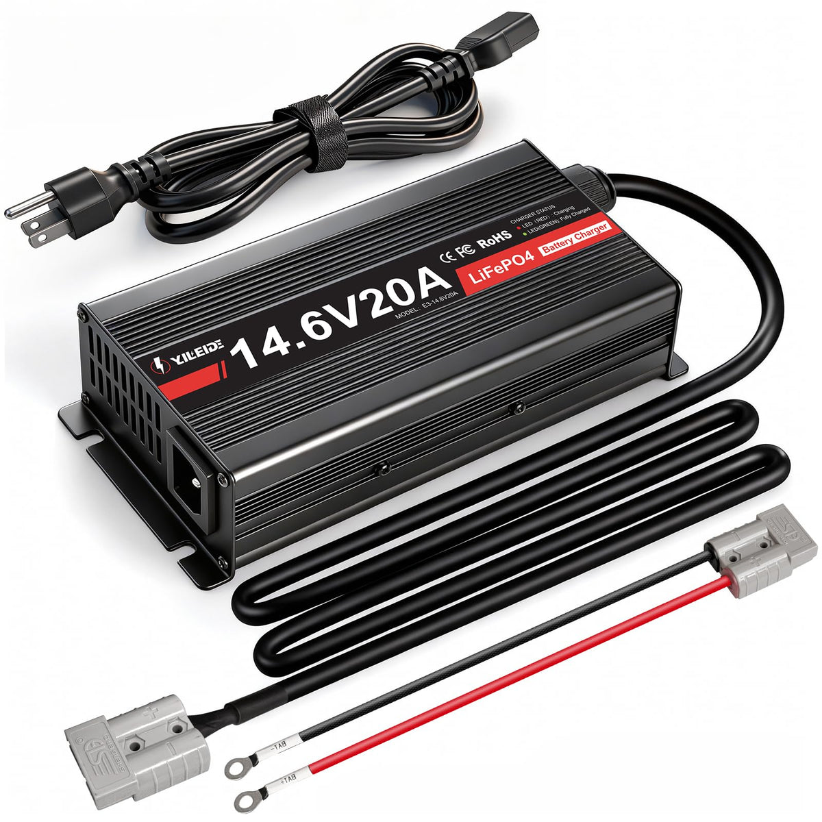 YILEIDE front panel with Anderson connector showing secure connection benefit
