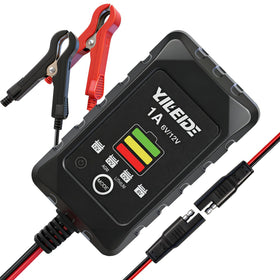 YILEIDE front view of charger showing compact form and ports for portability