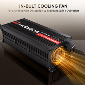 YILEIDE next to a 100Ah battery showing compact size and capacity relevance