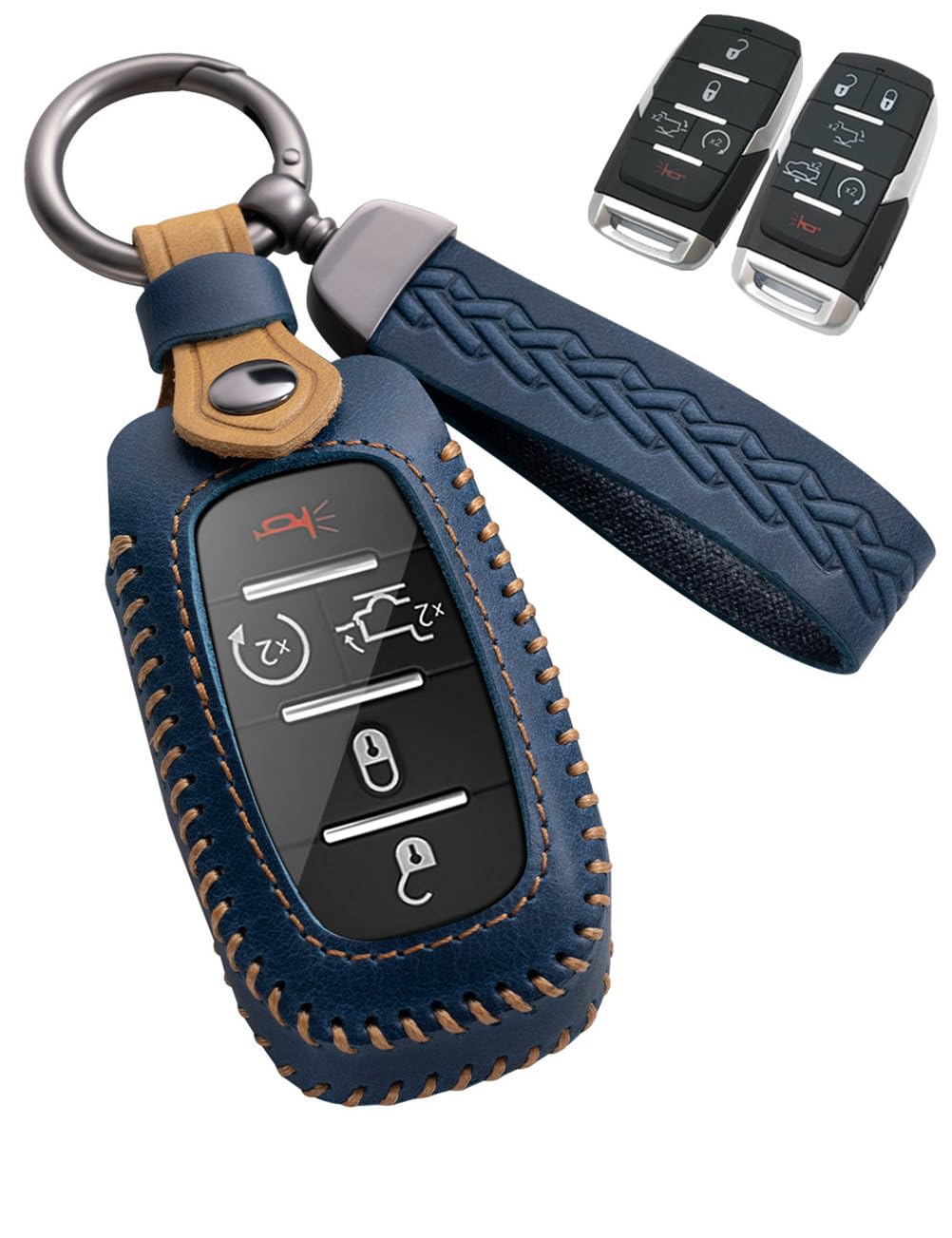 YINEOR front view blue leather cover showing tidy fit and protection benefit