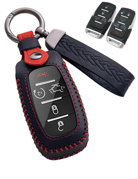 YINEOR front view of black leather key fob cover showing fit and style benefit protection