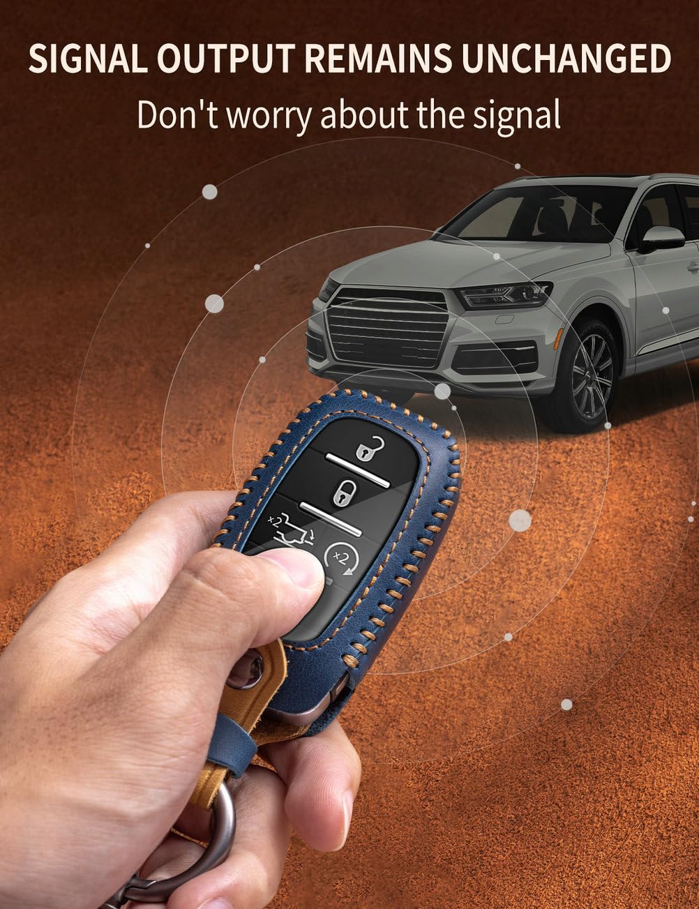 YINEOR key fob in hand by Dodge Ram remote showing easy access benefit