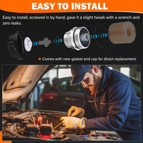 Yinlowa cap installed under hood demonstrating direct-fit replacement benefit