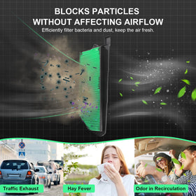 Yinlowa close-up of green pleated media capturing dust while keeping airflow steady