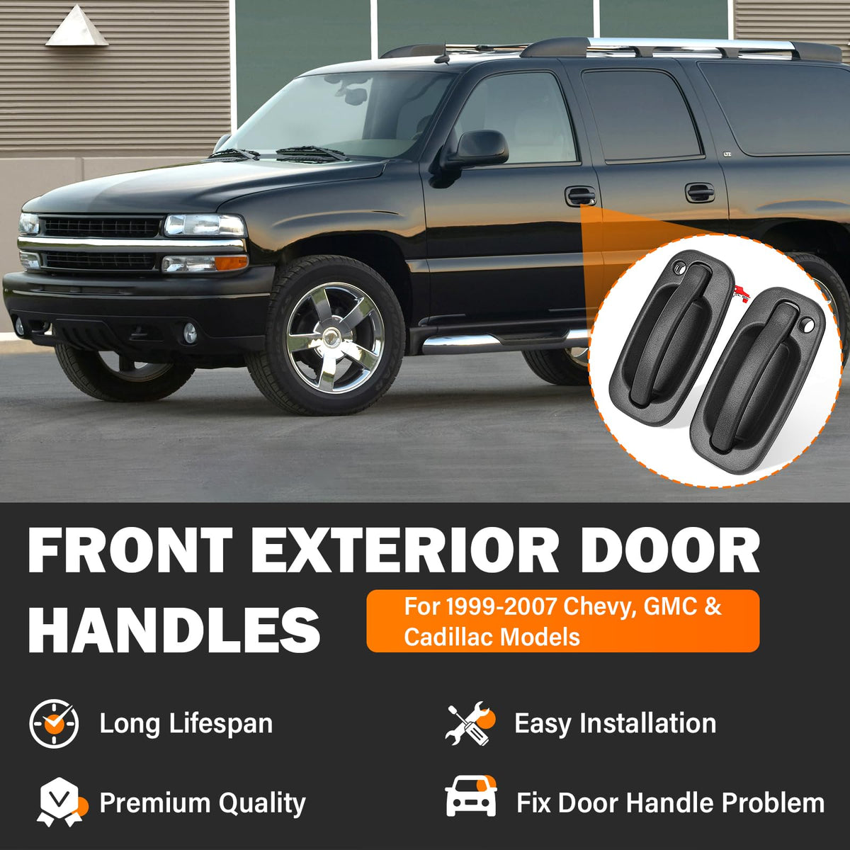 Yinlowa driver-side front exterior handle showing correct fit and OEM-style appearance