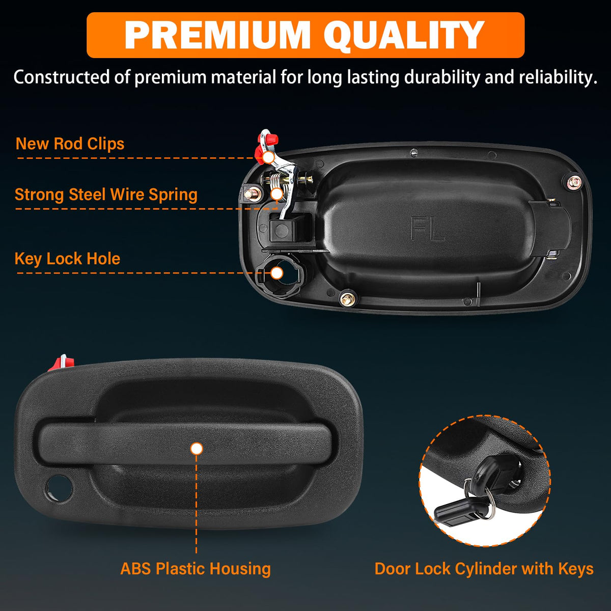Yinlowa passenger-side front exterior handle displaying matching shape and finish