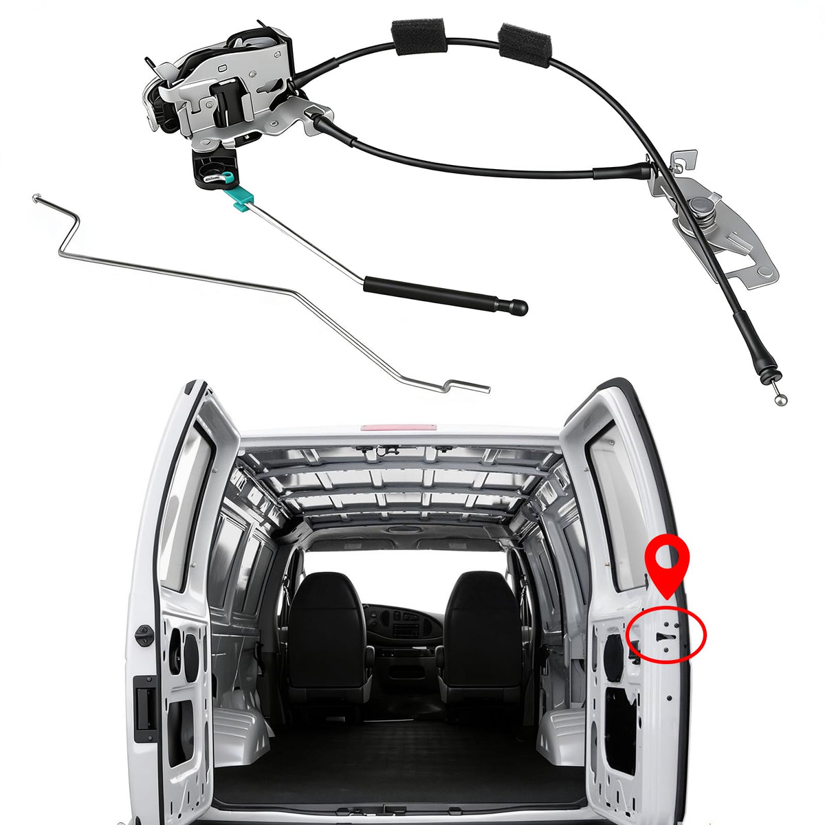 Yinlowa front view of rear right latch showing complete replacement benefit