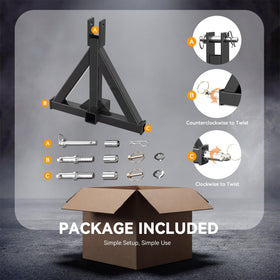 YINTATECH packaged contents displaying adapter and three hitch pins for ready installation