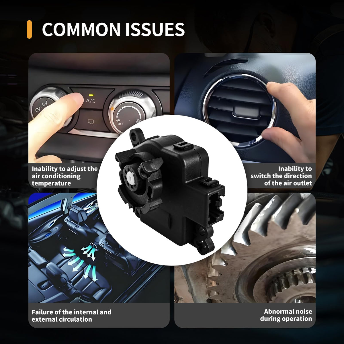 YINZHIGUO actuator gear close-up highlighting reinforced nylon gears durability