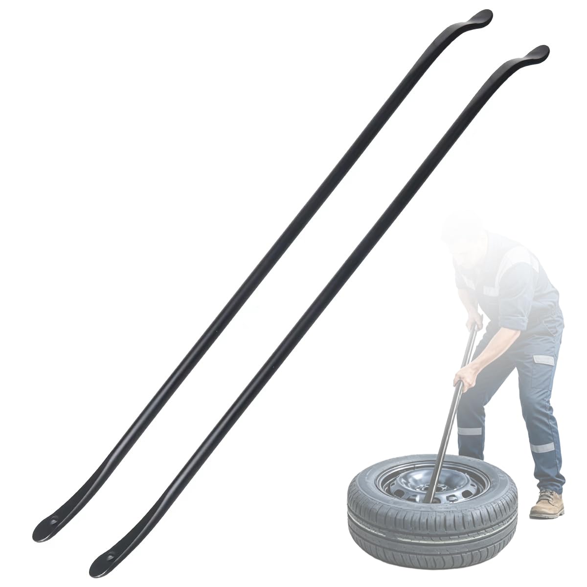 YINZIDUOLAI front view of two tire iron bars showing solid build and set benefit
