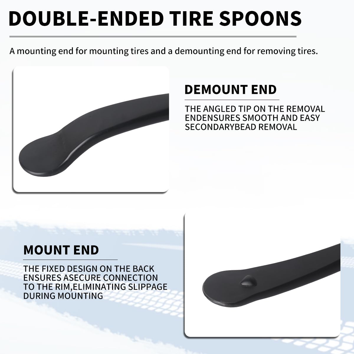 YINZIDUOLAI pry tip detail showing smooth edges that protect inner tubes