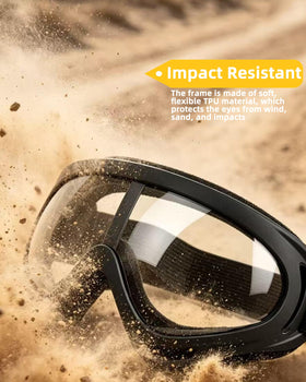 YISUGOOC goggles in use on motorcycle demonstrating stable fit and clear vision