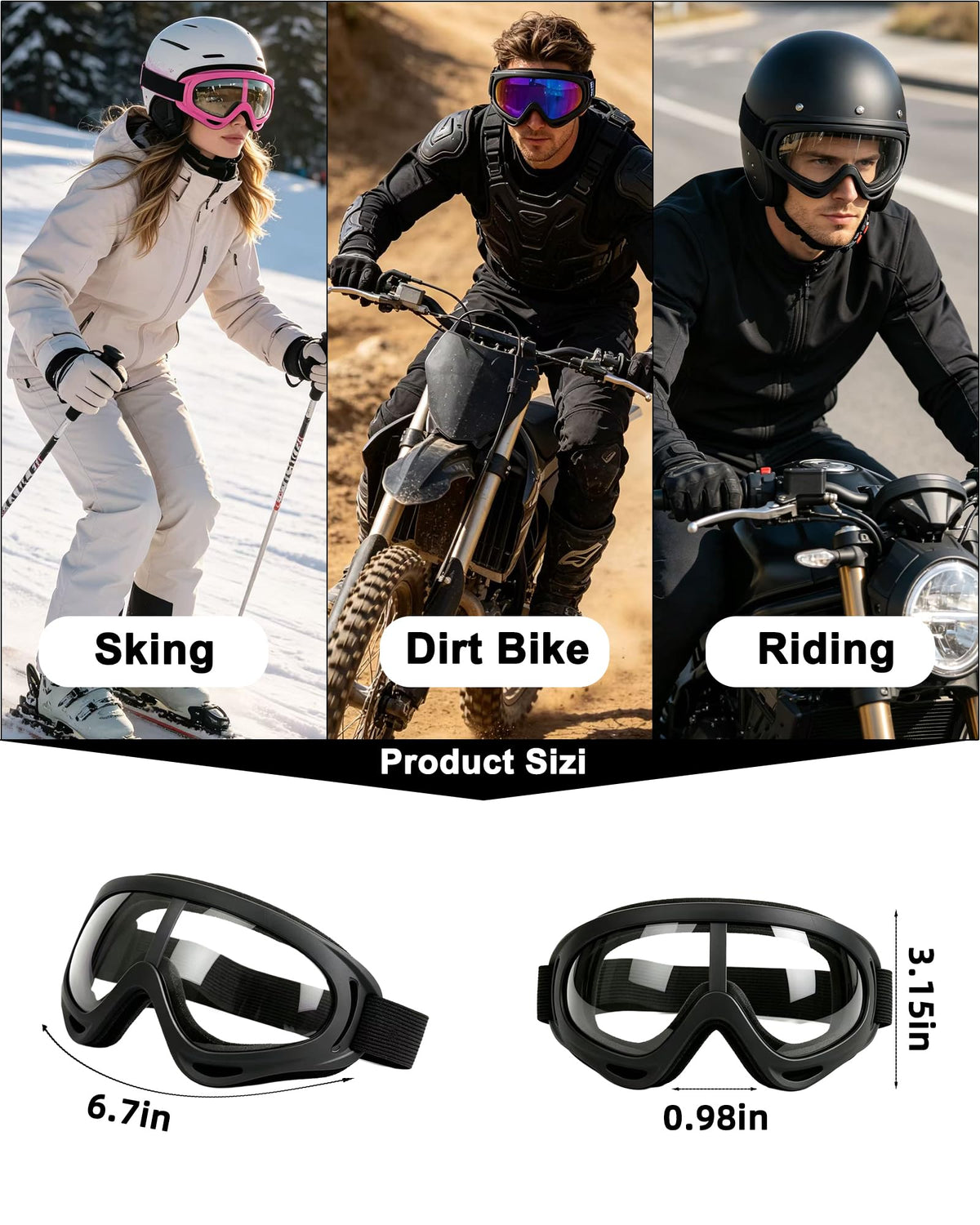 YISUGOOC skull mask set displayed with goggles offering lower-face wind protection