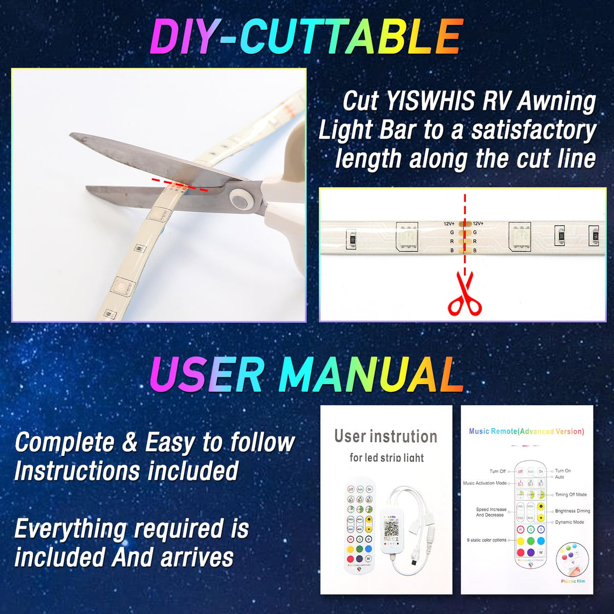 Yiswhis adhesive tabs and mounting detail for quick installation