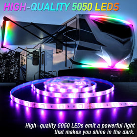 Yiswhis LED strip close-up showing durable LEDs and mounting pads