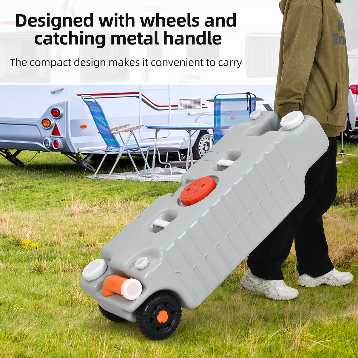 YITAHOME size comparison beside RV drain showing compatibility advantage