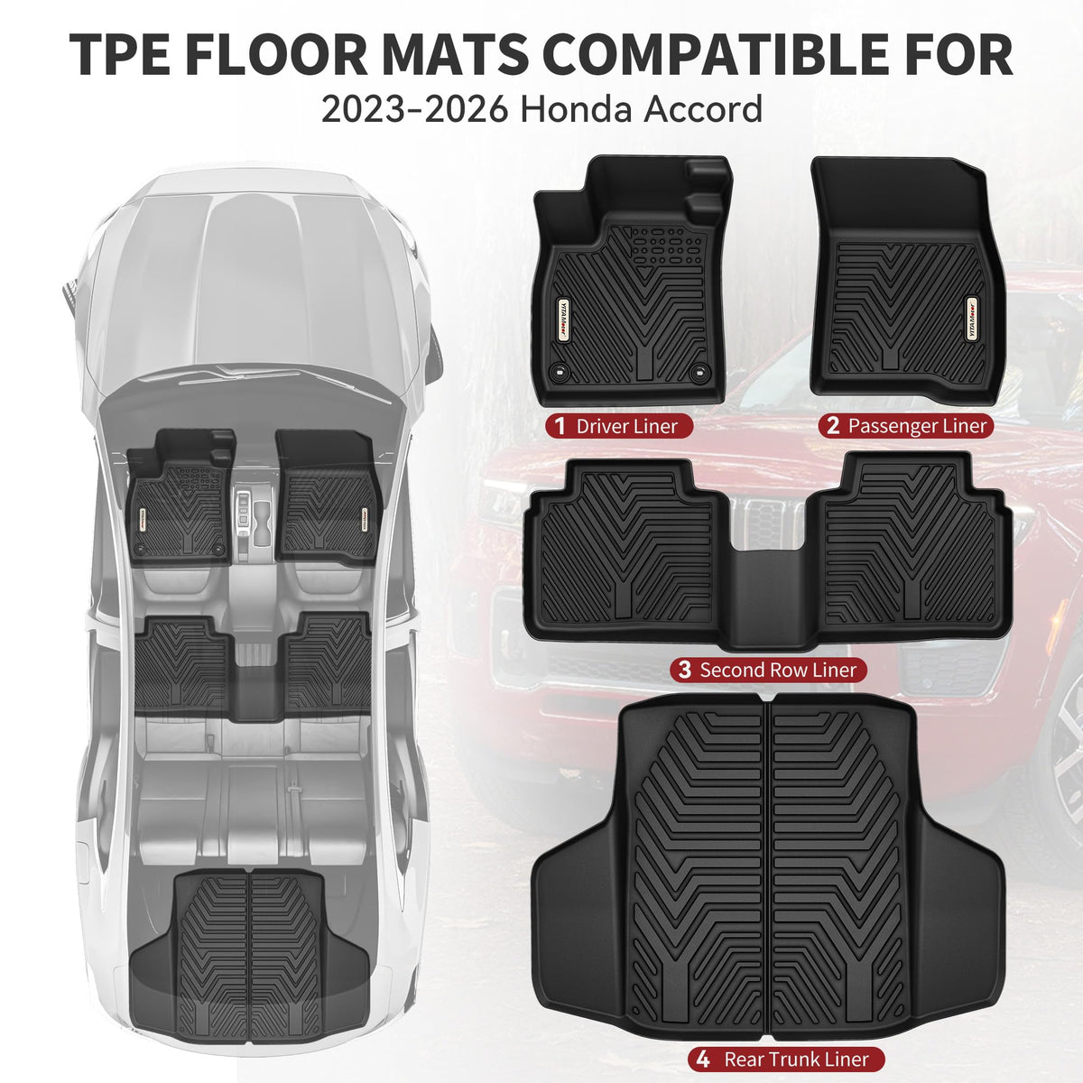 YITAMOTOR rear mats in Accord rear seating area providing spill containment benefit