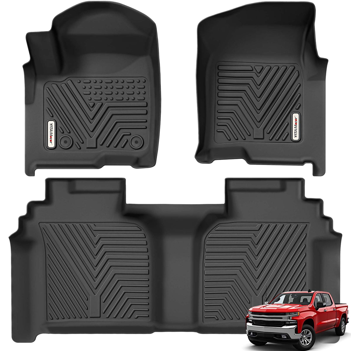 YITAMOTOR floor mats front view showing precise fit and full coverage benefit