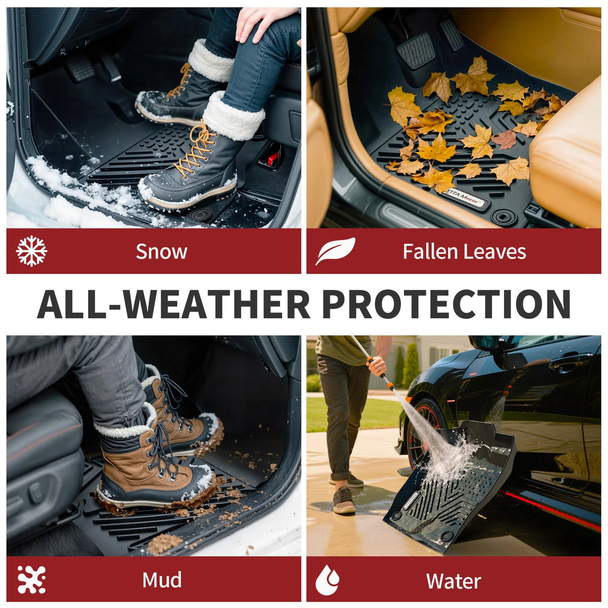 YITAMOTOR mats installed in truck interior for easy, no-trim installation