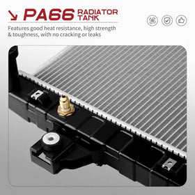 YITAMOTOR radiator beside ruler showing core dimensions and fitment benefit