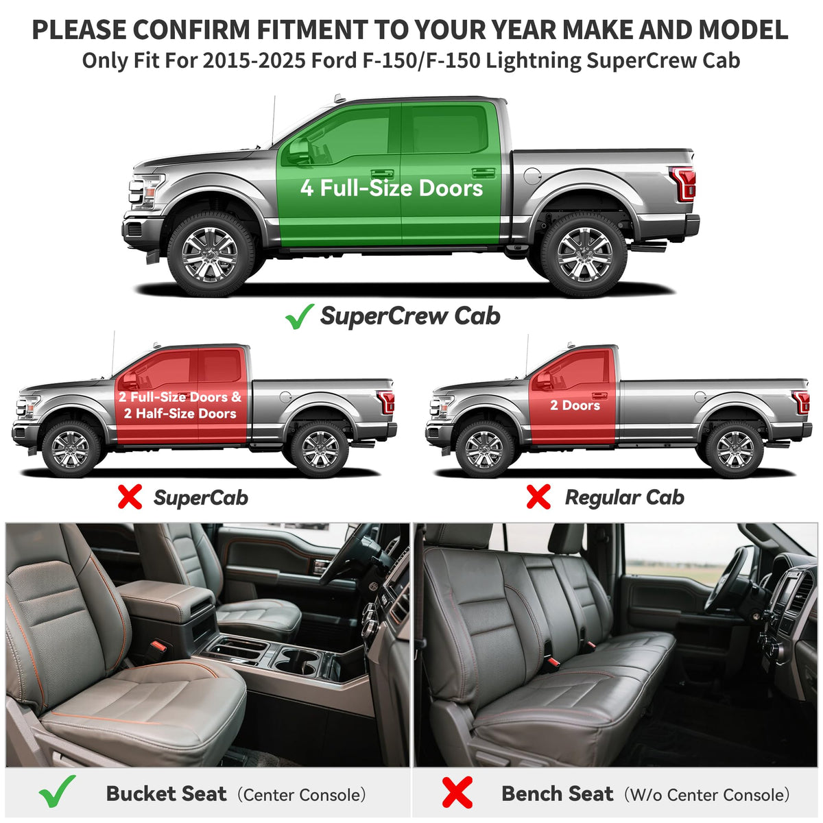 YITAMOTOR rear row fitment for SuperCrew without under-seat storage showing coverage