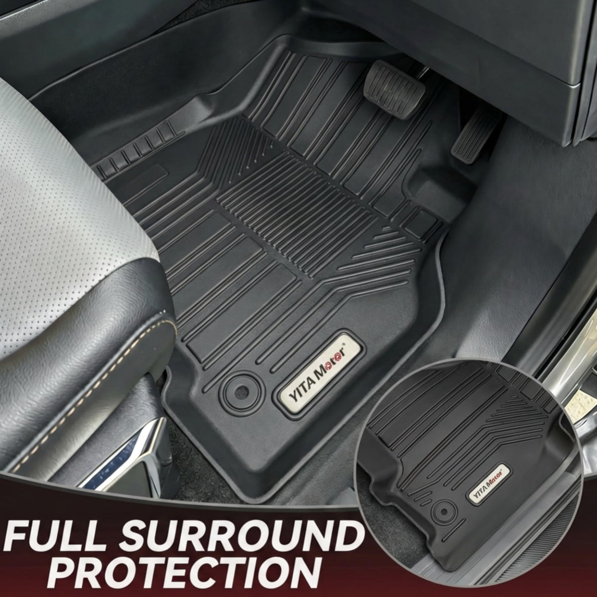 YITAMOTOR rear row mats covering full crew cab flooring
