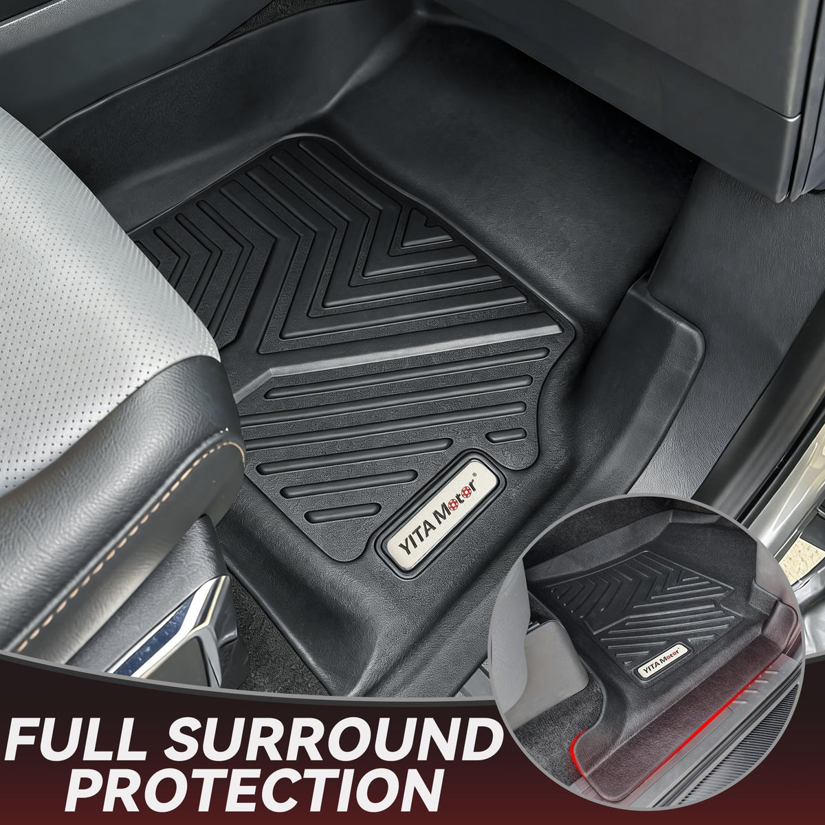 YITAMOTOR rear mat under-seat coverage protecting rear footwell from debris