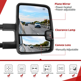 YITAMOTOR side profile extended mirror demonstrating telescoping reach for towing visibility