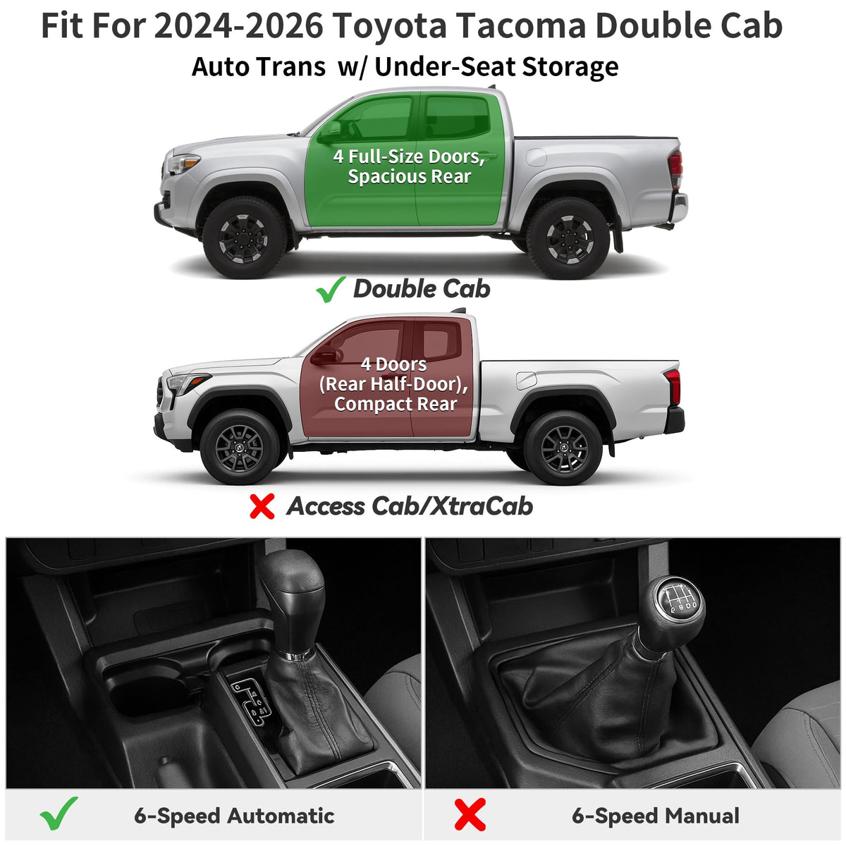 YITAMOTOR rear row full-coverage liners protecting Tacoma backseat floor