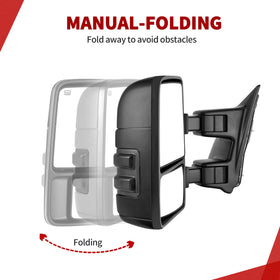 YITAMOTOR telescoping mirror extended showing extra reach for towing safety