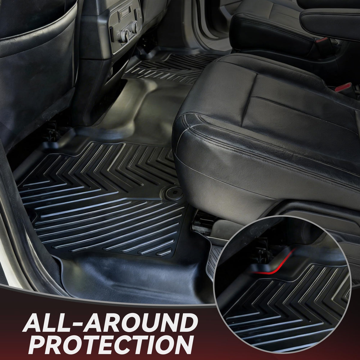 YITAMOTOR third-row mats covering floor area to trap dirt and moisture