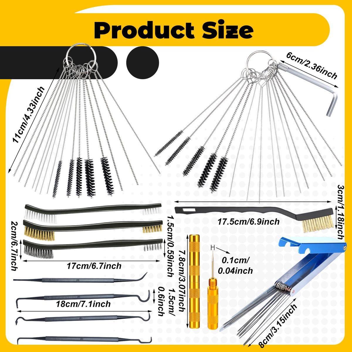 Yiyiring assortment of cleaning needles and wires clearing jets for precise work