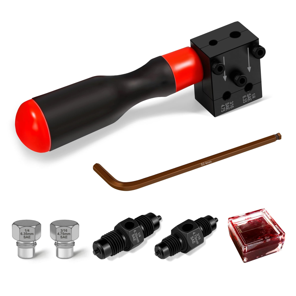 YIYITOOLS front view of the 7-piece kit showing organized components and portability benefit