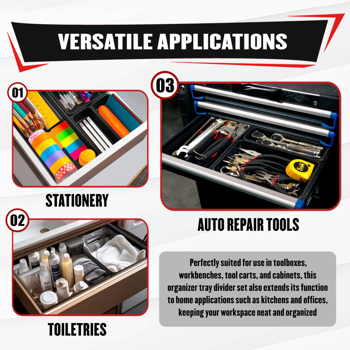 YIYITOOLS on a workbench with trays in use demonstrating efficient workspace workflow