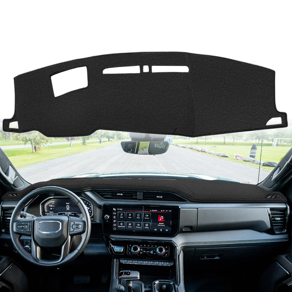 Yiz front view on GMC Sierra dashboard showing perfect custom fit and enhanced appearance