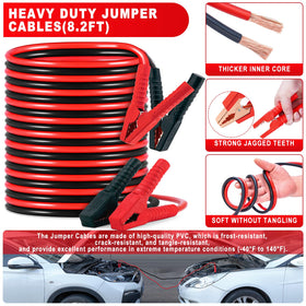 YJUSMAK jumper cables closeup showing copper clamps for reliable starts