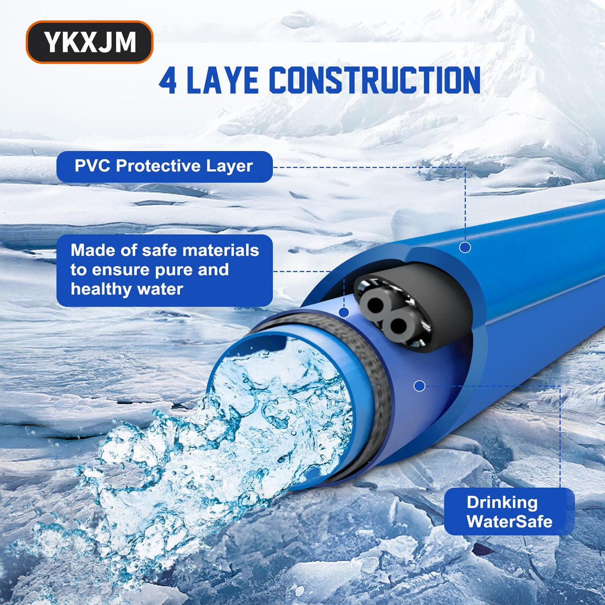 YKXJM cross-section of inner drinking-water tube showing food-grade safety